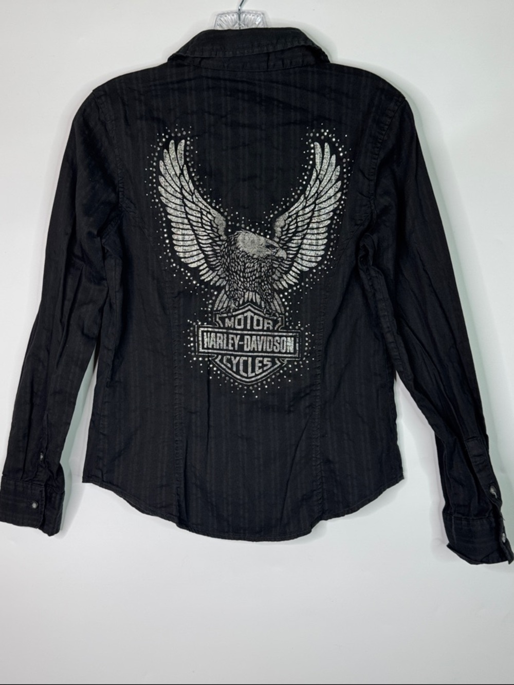 Harley Davidson Eagle Black LS Button Up Shirt Size Small